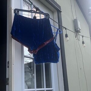 Blue Velvet Shorts and Top Set